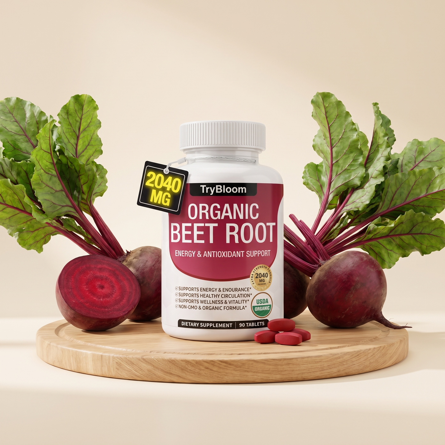 TryBloom Organic Beet Root Powder Tablets