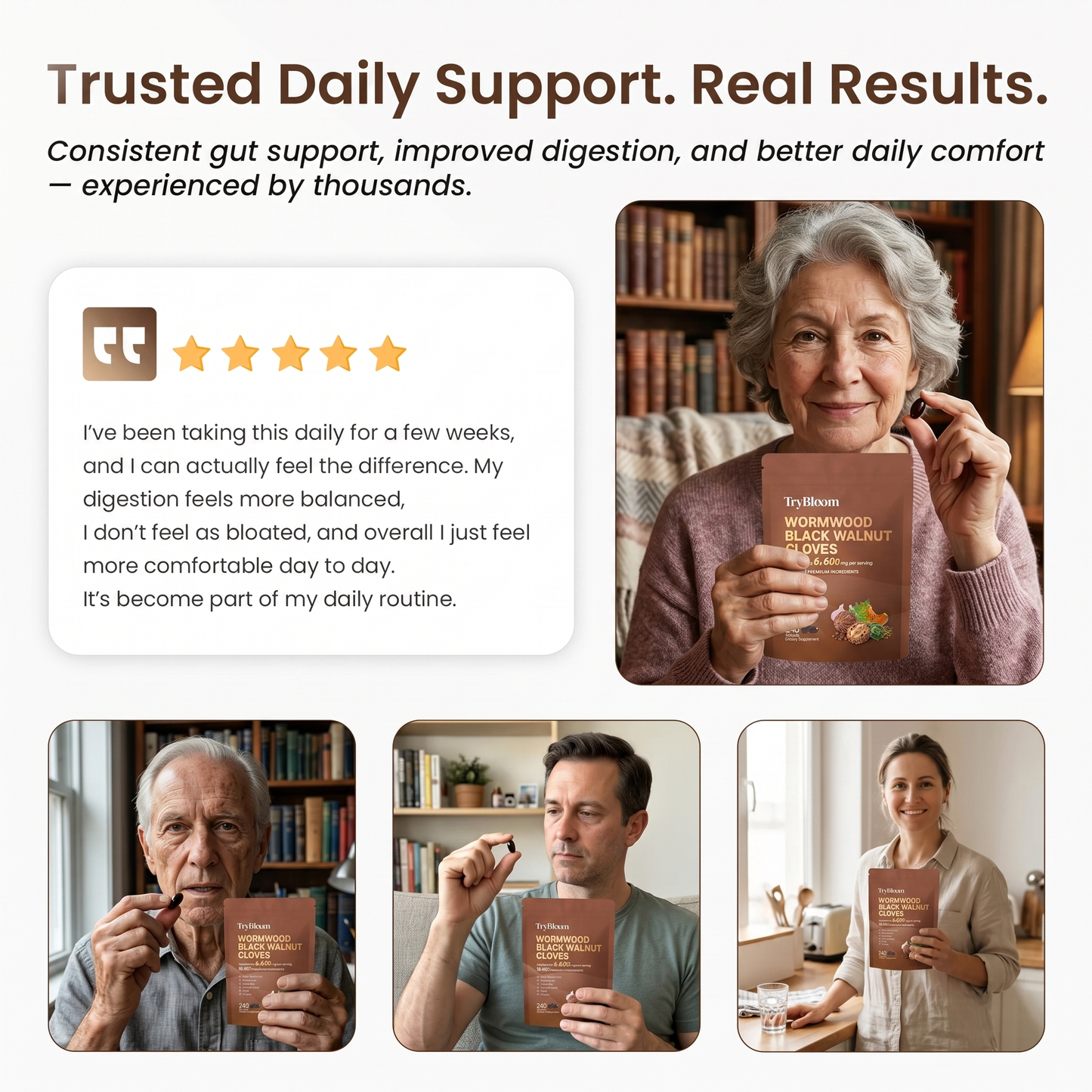 TryBloom Black Walnut Wormwood Clove Capsules